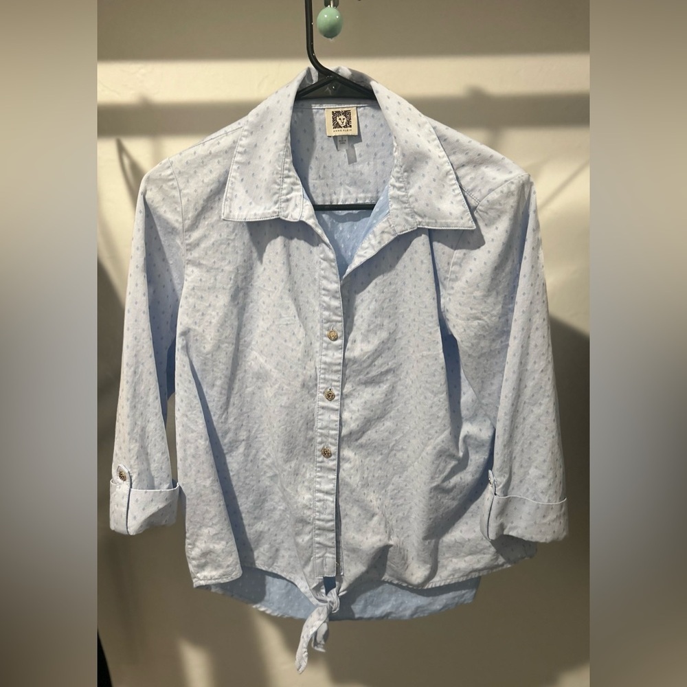 Anne Klein Sky Blue Patterned Shirt